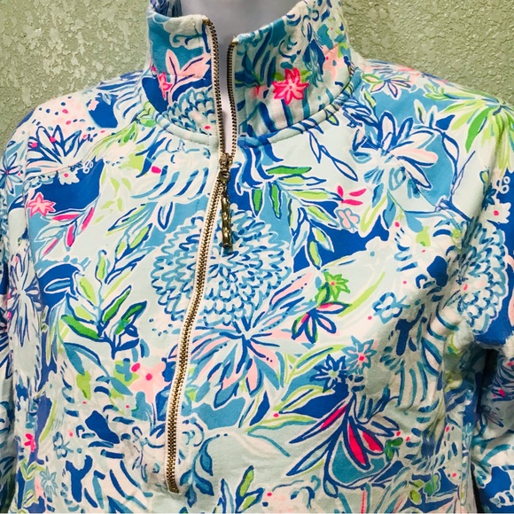 Lilly Pulitzer UPF 50+ Skipper Popover Coastal Blue Lion Around Sz XS - Picture 4 of 12